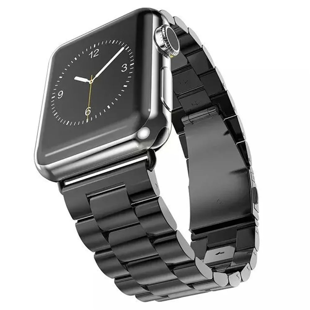 Luxury Three Beads Stainless Steel Watch Strap for Apple Watch Ultra 3 2 1 49mm / Series 11 10 46mm / 9 8 7 45mm / SE3 SE2 SE 6 5 4 44mm / 3 2 1 42mm - Black - 3
