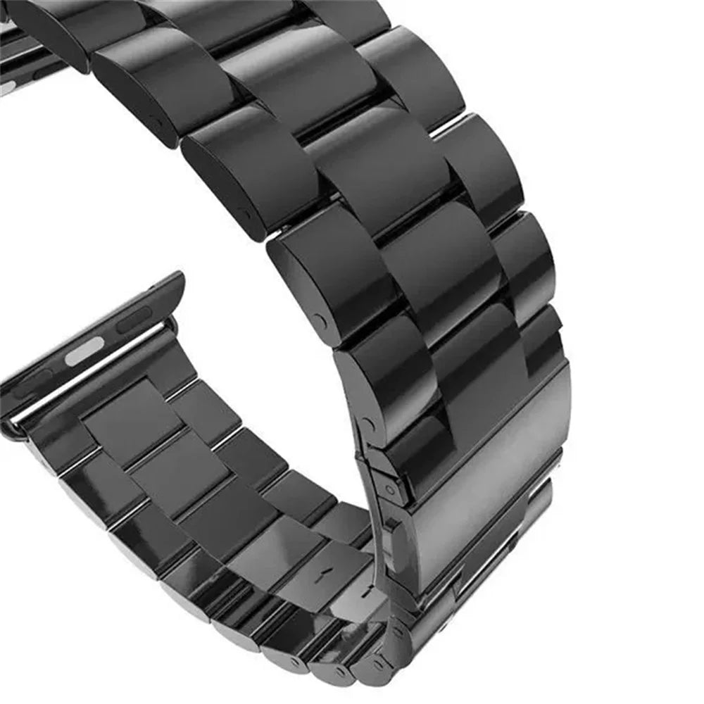 Luxury Three Beads Stainless Steel Watch Strap for Apple Watch Ultra 3 2 1 49mm / Series 11 10 46mm / 9 8 7 45mm / SE3 SE2 SE 6 5 4 44mm / 3 2 1 42mm - Black - 4