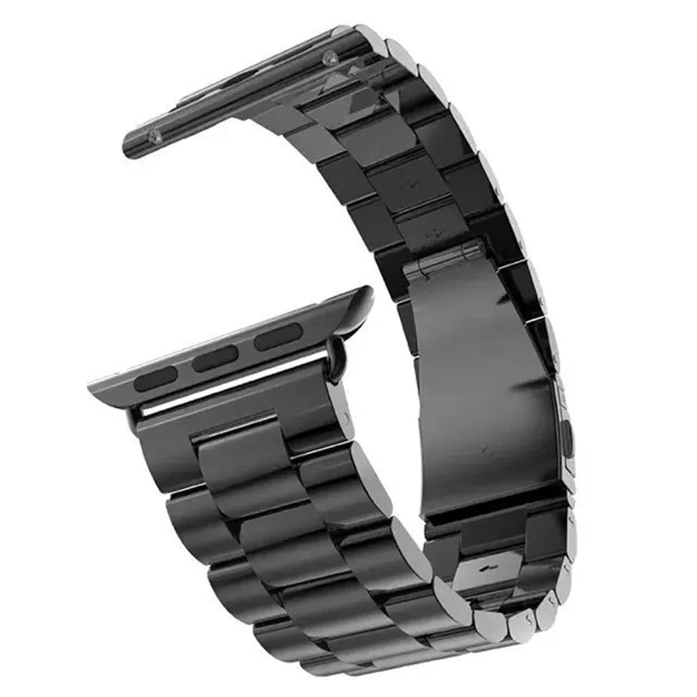 Luxury Three Beads Stainless Steel Watch Strap for Apple Watch Ultra 3 2 1 49mm / Series 11 10 46mm / 9 8 7 45mm / SE3 SE2 SE 6 5 4 44mm / 3 2 1 42mm - Black - 6