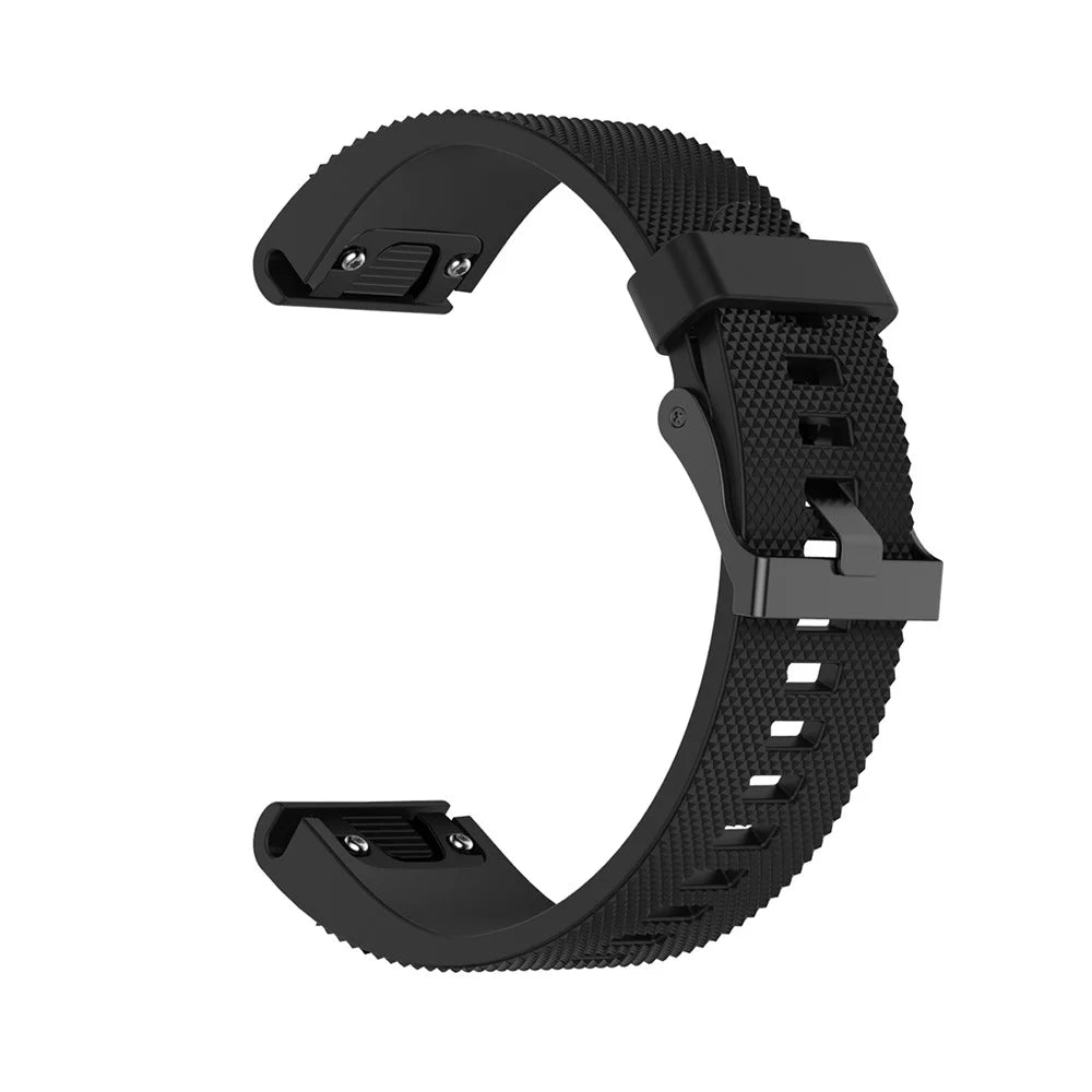 20mm Quick Fit Textured Silicone Watch Band Strap Bracelet Replacement for Garmin Fenix 5s - Black - 1