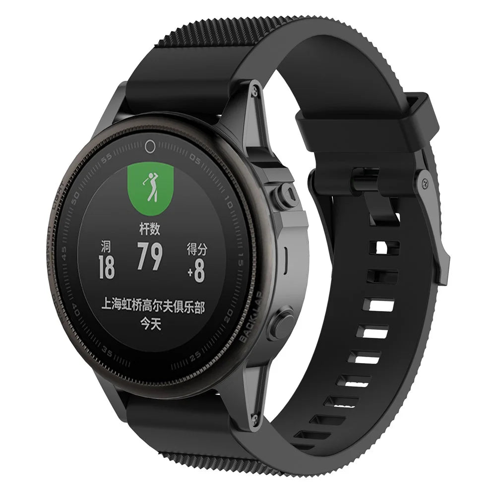 20mm Quick Fit Textured Silicone Watch Band Strap Bracelet Replacement for Garmin Fenix 5s - Black - 3