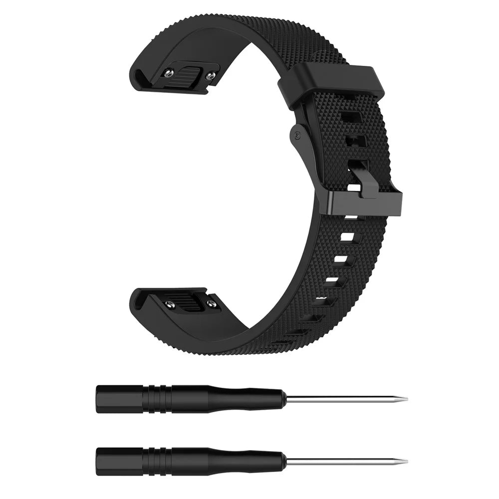 20mm Quick Fit Textured Silicone Watch Band Strap Bracelet Replacement for Garmin Fenix 5s - Black - 4