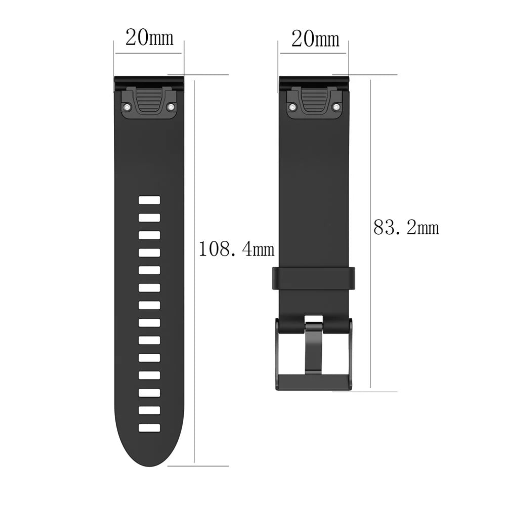 20mm Quick Fit Textured Silicone Watch Band Strap Bracelet Replacement for Garmin Fenix 5s - Black - 5