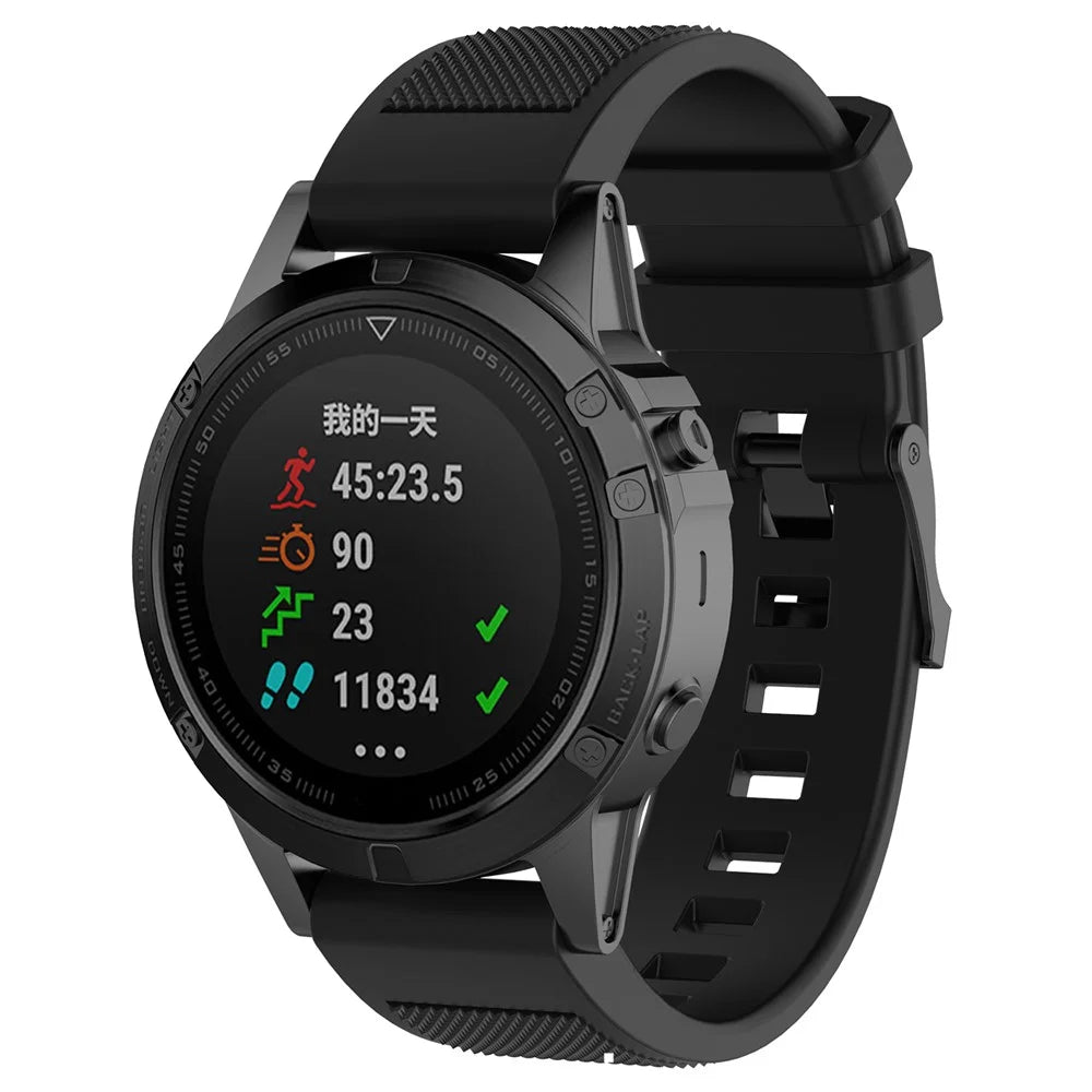 22mm Silicone Watch Band for Garmin Fenix 5 / Forerunner 935 945 / Quatix 5 / Quatix 5 Sapphire / Approach S60 Twill Texture Wrist Strap - Black - 3