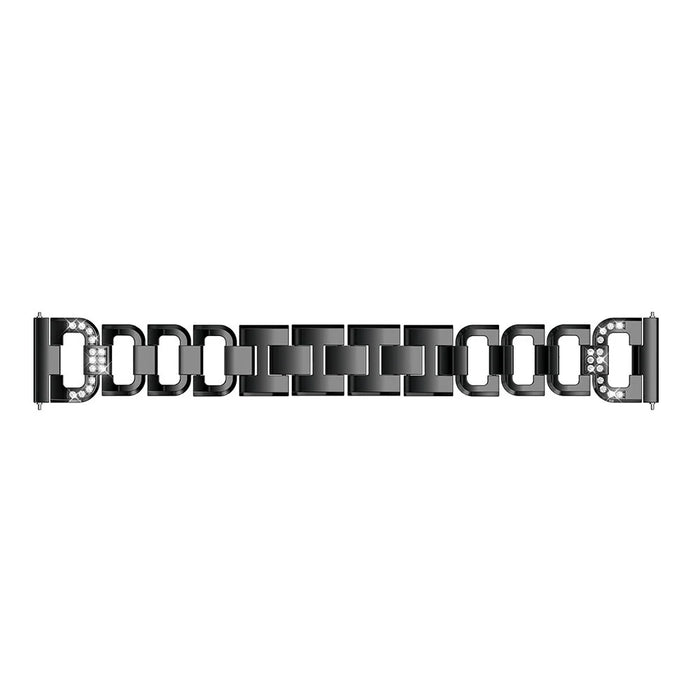 22mm D-shape Rhinestone Decor Alloy Watch Band for Fitbit Versa - Black - 4