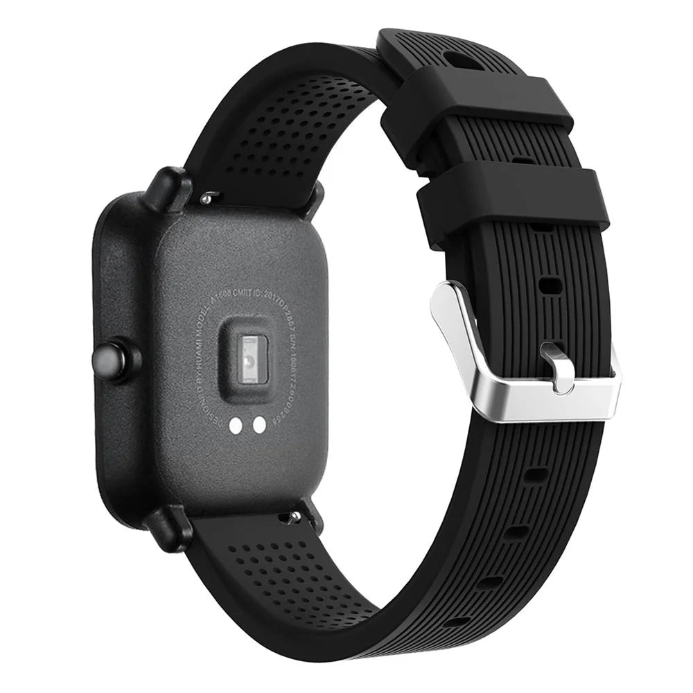 20mm Forehead Wrinkles Texture Soft Silicone Watch Band for Huami Amazfit Watch Youth Edition - Black - 2