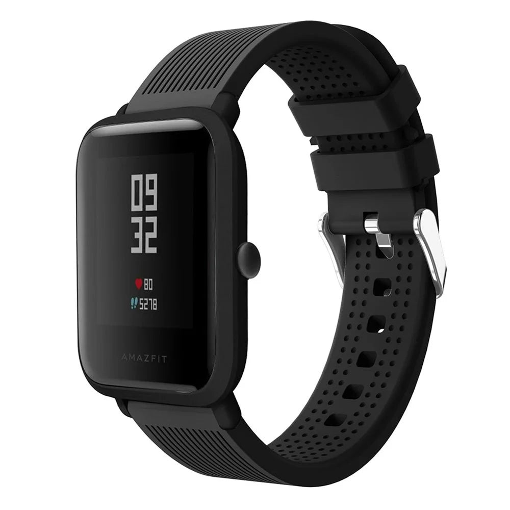 20mm Forehead Wrinkles Texture Soft Silicone Watch Band for Huami Amazfit Watch Youth Edition - Black - 3