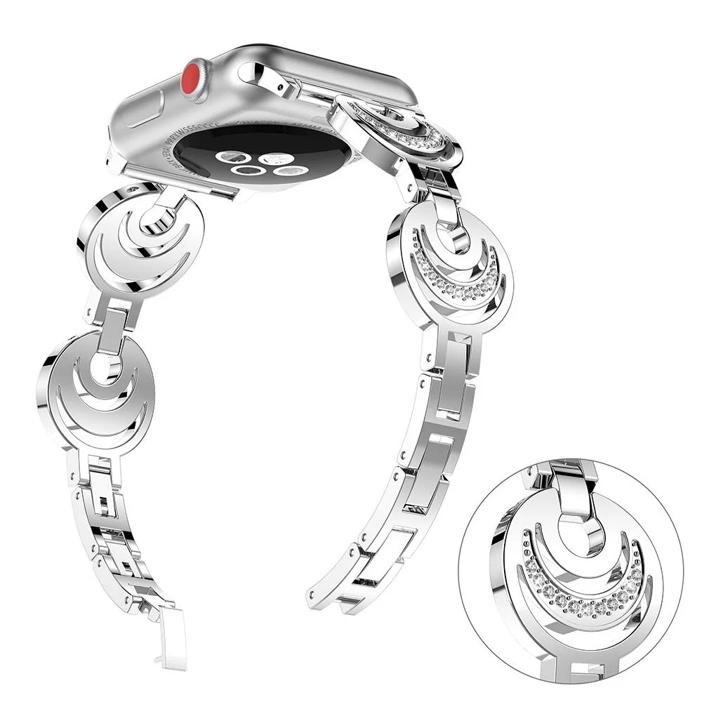 Sparkling Rhinestone Alloy Watch Band for Apple Watch Ultra 3 2 1 49mm / Series 11 10 46mm / 9 8 7 45mm / SE3 SE2 SE 6 5 4 44mm / 3 2 1 42mm - Silver - 2
