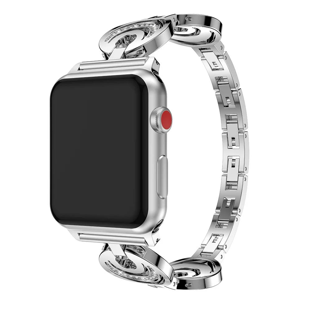 Sparkling Rhinestone Alloy Watch Band for Apple Watch Ultra 3 2 1 49mm / Series 11 10 46mm / 9 8 7 45mm / SE3 SE2 SE 6 5 4 44mm / 3 2 1 42mm - Silver - 3
