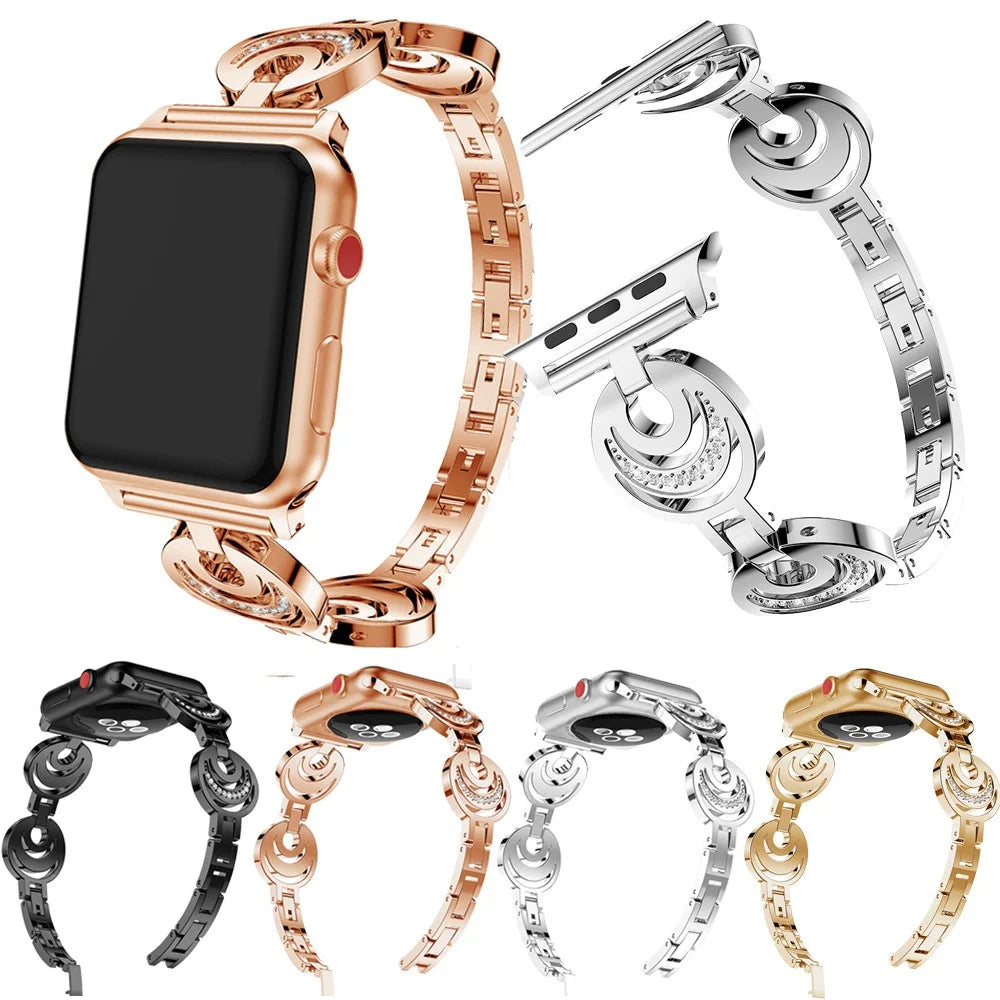 Sparkling Rhinestone Alloy Watch Band for Apple Watch Ultra 3 2 1 49mm / Series 11 10 46mm / 9 8 7 45mm / SE3 SE2 SE 6 5 4 44mm / 3 2 1 42mm - Silver - 6