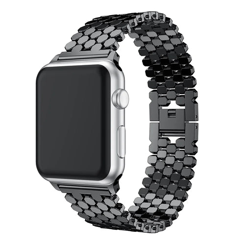 Polygon Pattern Watch Band Strap for Apple Watch Ultra 3 2 1 49mm / Series 11 10 46mm / 9 8 7 45mm / SE3 SE2 SE 6 5 4 44mm / 3 2 1 42mm - Black - 1