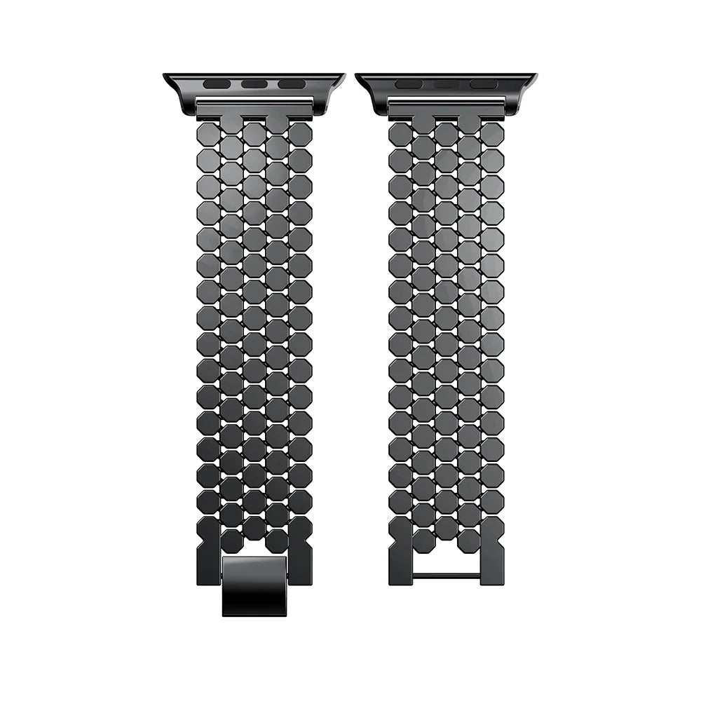 Polygon Pattern Watch Band Strap for Apple Watch Ultra 3 2 1 49mm / Series 11 10 46mm / 9 8 7 45mm / SE3 SE2 SE 6 5 4 44mm / 3 2 1 42mm - Black - 2
