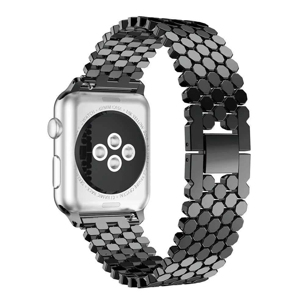 Polygon Pattern Watch Band Strap for Apple Watch Ultra 3 2 1 49mm / Series 11 10 46mm / 9 8 7 45mm / SE3 SE2 SE 6 5 4 44mm / 3 2 1 42mm - Black - 3