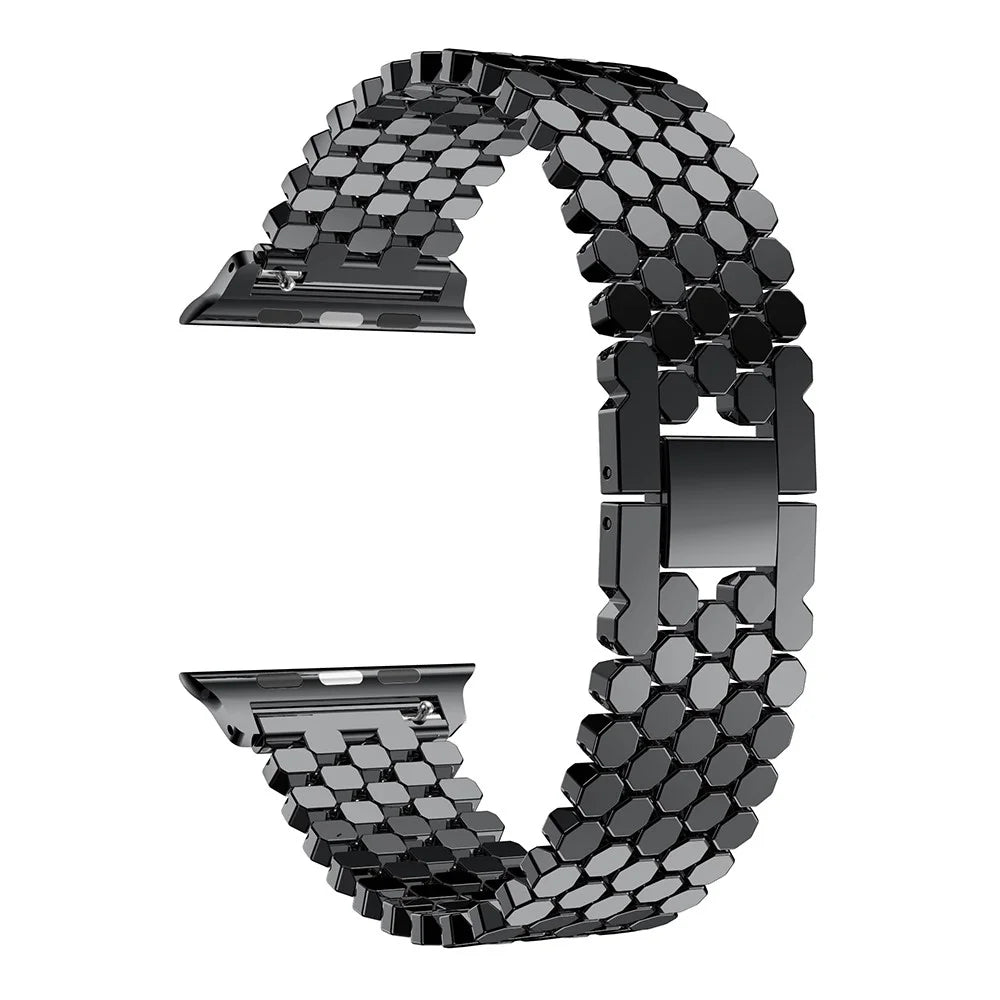 Polygon Pattern Watch Band Strap for Apple Watch Ultra 3 2 1 49mm / Series 11 10 46mm / 9 8 7 45mm / SE3 SE2 SE 6 5 4 44mm / 3 2 1 42mm - Black - 4