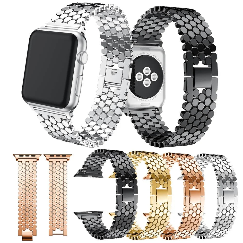 Polygon Pattern Watch Band Strap for Apple Watch Ultra 3 2 1 49mm / Series 11 10 46mm / 9 8 7 45mm / SE3 SE2 SE 6 5 4 44mm / 3 2 1 42mm - Black - 6