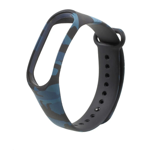 Camouflage Soft Silicone Watch Strap Band for Xiaomi Mi Band 3 - Blue - 1