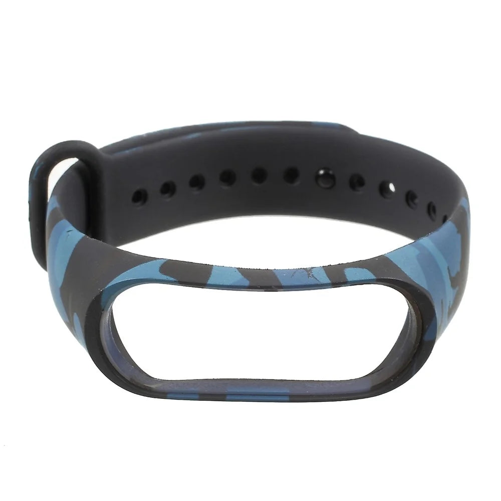 Camouflage Soft Silicone Watch Strap Band for Xiaomi Mi Band 3 - Blue - 2
