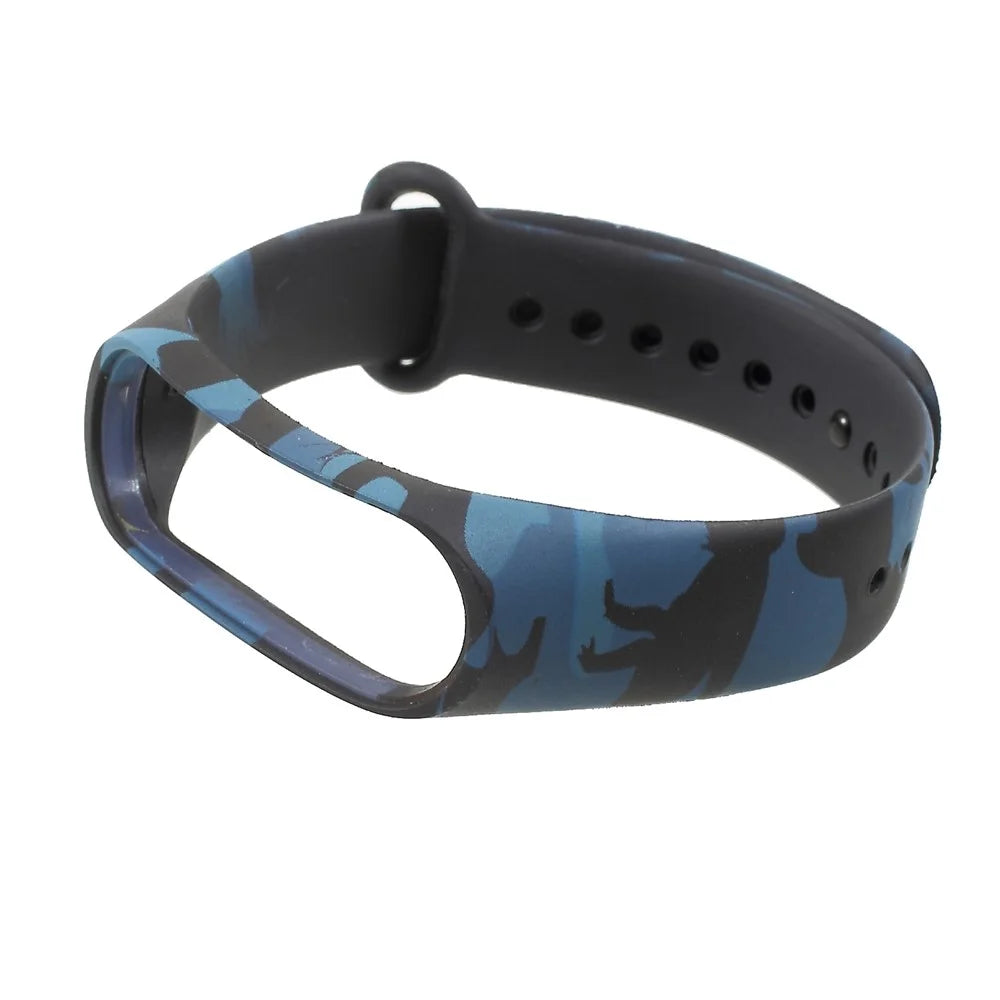 Camouflage Soft Silicone Watch Strap Band for Xiaomi Mi Band 3 - Blue - 3