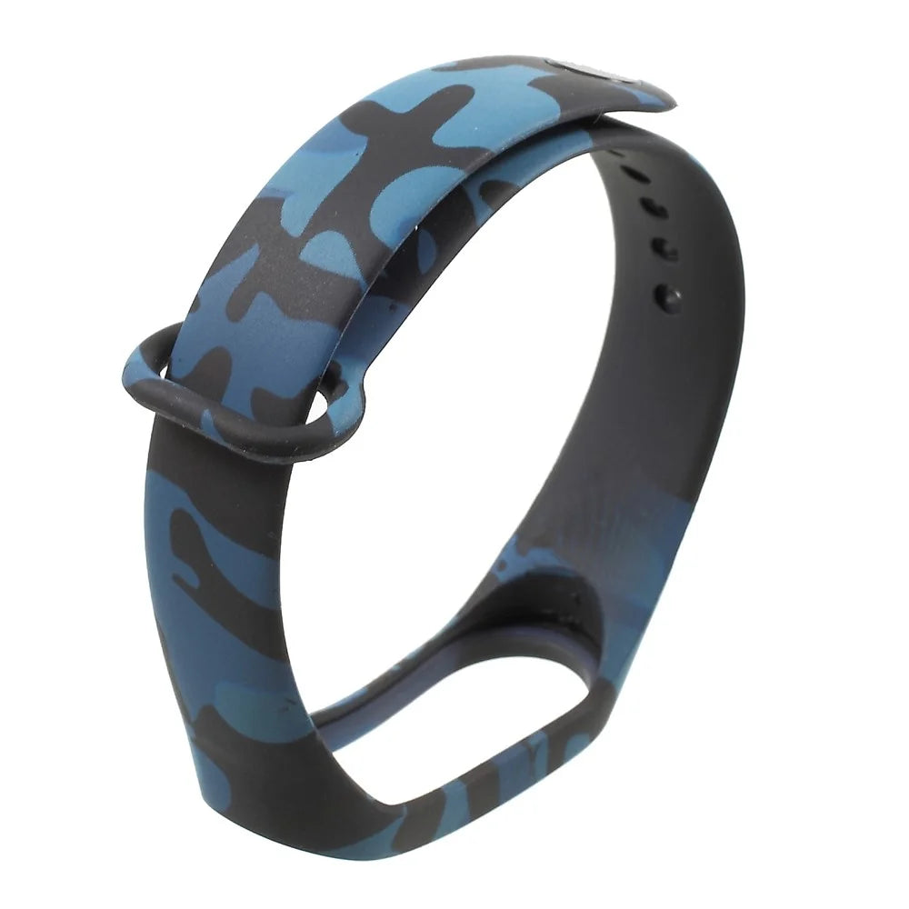 Camouflage Soft Silicone Watch Strap Band for Xiaomi Mi Band 3 - Blue - 4