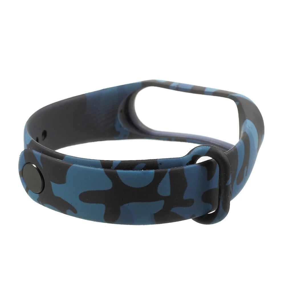 Camouflage Soft Silicone Watch Strap Band for Xiaomi Mi Band 3 - Blue - 5