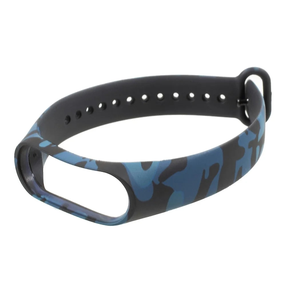 Camouflage Soft Silicone Watch Strap Band for Xiaomi Mi Band 3 - Blue - 7
