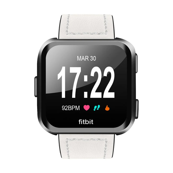 Genuine Leather Wristwatch Band Replacement for Fitbit Versa - White - 2