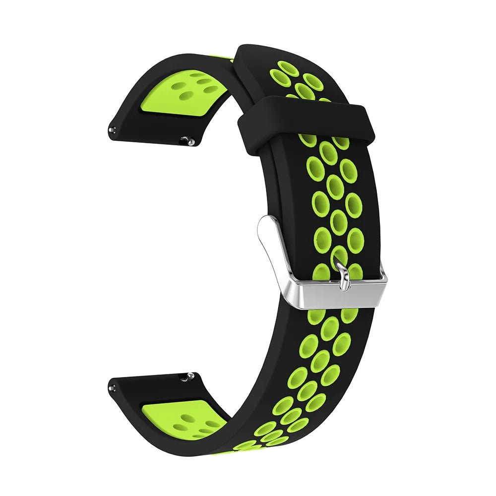 20mm Two-tone Silicone Watch Band for Samsung Galaxy Watch 42mm, Hollow Adjustable Wrist Strap - Black / Green - 1