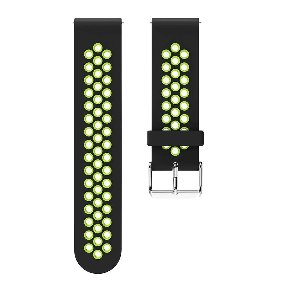 20mm Two-tone Silicone Watch Band for Samsung Galaxy Watch 42mm, Hollow Adjustable Wrist Strap - Black / Green - 3