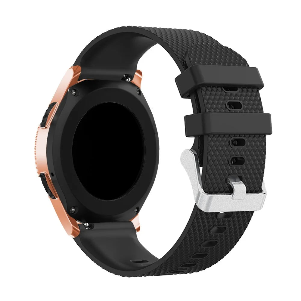 20mm Silicone Watch Strap Adjustable Watchband Bracelet for Samsung Galaxy Watch 42mm - Black - 1