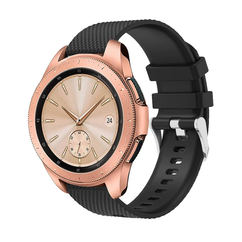 20mm Silicone Watch Strap Adjustable Watchband Bracelet for Samsung Galaxy Watch 42mm - Black - 2