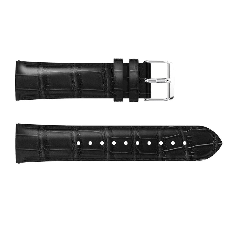 For Samsung Galaxy Watch 46mm Crocodile Texture Genuine Leather Smart Watch Band Strap 22mm - Black - 3