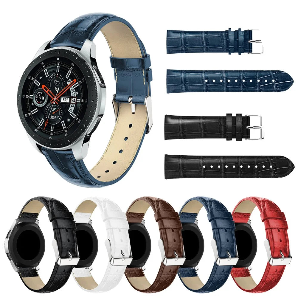 For Samsung Galaxy Watch 46mm Crocodile Texture Genuine Leather Smart Watch Band Strap 22mm - Black - 6