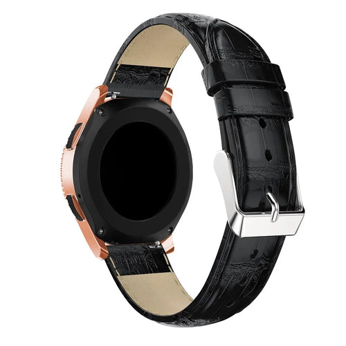 20mm Crocodile Texture Genuine Leather Watchband for Samsung Galaxy Watch 42mm, Smart Watch Strap Bracelet - Black - 1