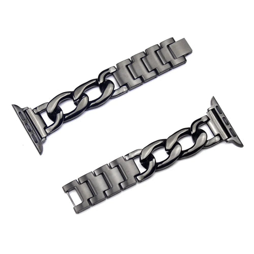 Cowboy Chain Steel Watch Band for Apple Watch Series 11 10 42mm / 9 8 7 41mm / SE3 SE2 SE 6 5 4 40mm / 3 2 1 38mm - Black - 1