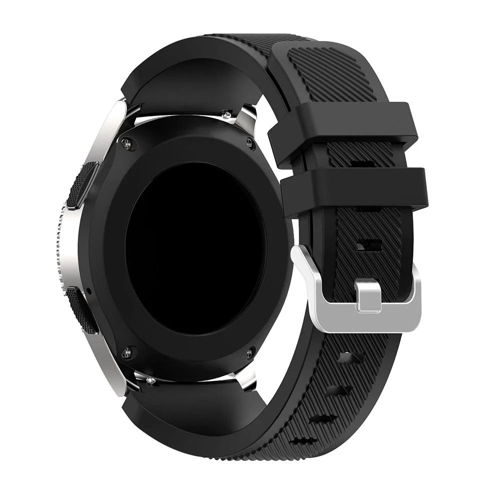 Twill Texture Silicone Watch Strap Adjustable Wrist Band Replacement for Samsung Galaxy Watch 46mm - Black - 1