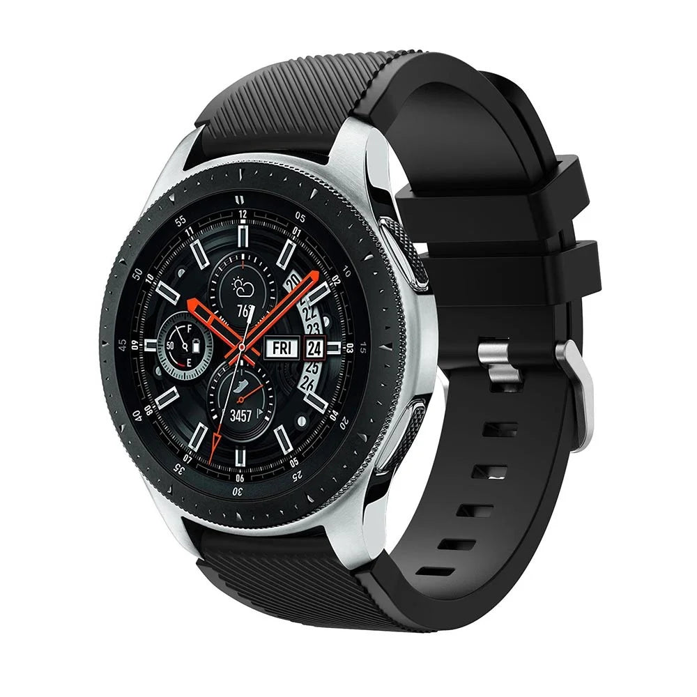 Twill Texture Silicone Watch Strap Adjustable Wrist Band Replacement for Samsung Galaxy Watch 46mm - Black - 2