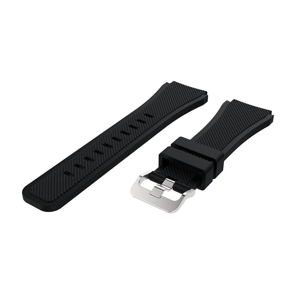 Twill Texture Silicone Watch Strap Adjustable Wrist Band Replacement for Samsung Galaxy Watch 46mm - Black - 3