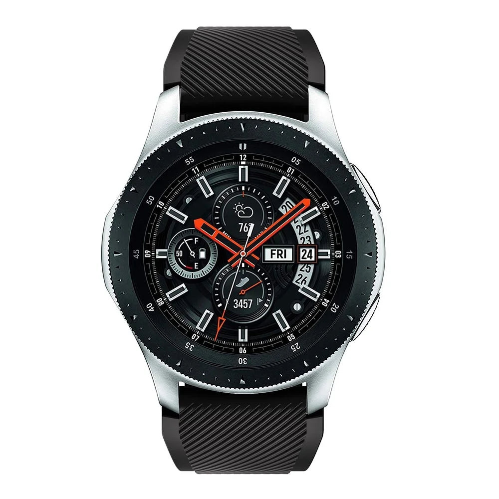Twill Texture Silicone Watch Strap Adjustable Wrist Band Replacement for Samsung Galaxy Watch 46mm - Black - 4