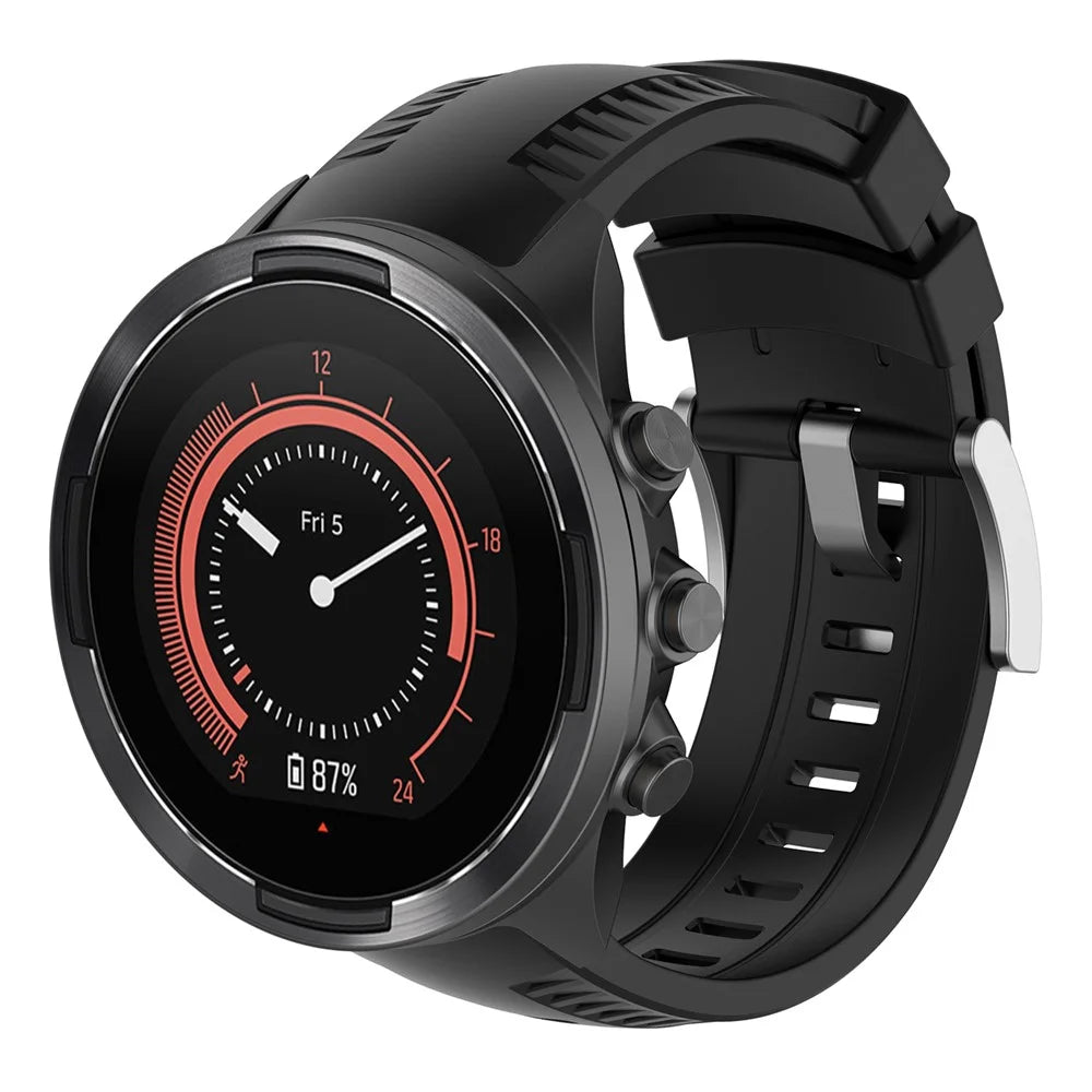 Adjustable Silicon Watch Band Strap, Length: 131.2 + 98.4mm for Suunto 9 - Black - 1