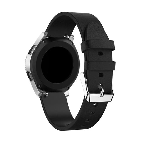 22mm Textured Genuine Leather Watch Strap for Samsung Galaxy Watch 46mm - Black - 1