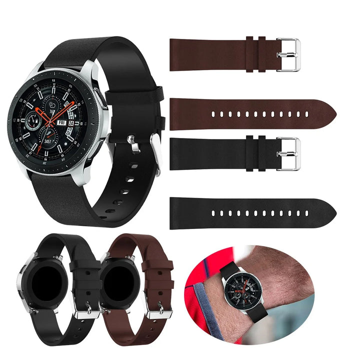 22mm Textured Genuine Leather Watch Strap for Samsung Galaxy Watch 46mm - Black - 6