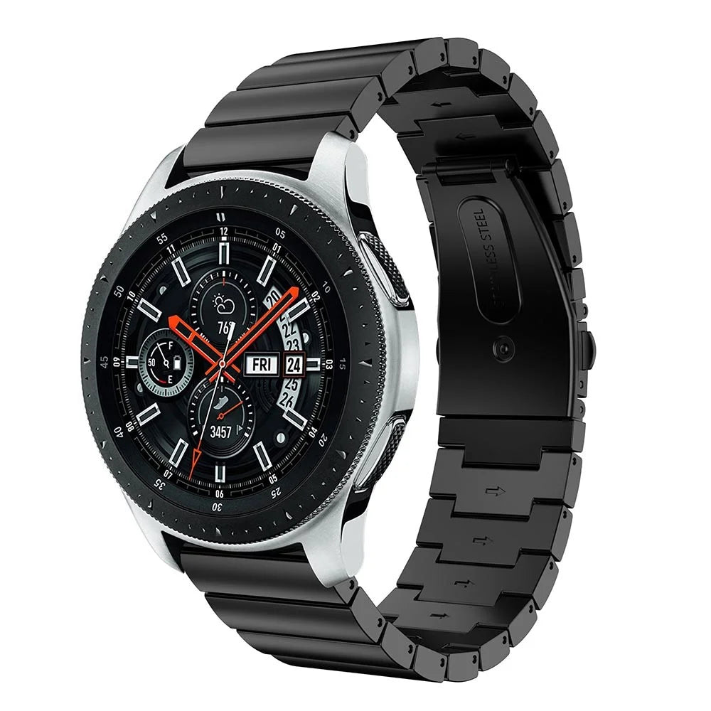 22mm Stainless Steel Watch Band for Samsung Galaxy Watch 46mm, Replacement Wrist Strap with Butterfly Buckle - Black - 3
