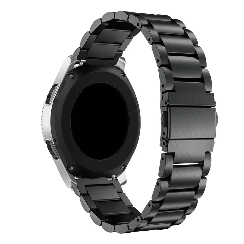 For Samsung Galaxy Watch 46mm Stainless Steel Three-bead Watch Band Wrist Strap 22mm - Black - 1