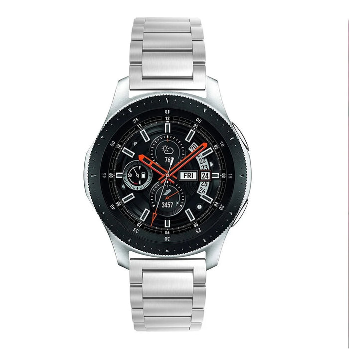For Samsung Galaxy Watch 46mm Stainless Steel Link Chain Watch Band Three-bead Wrist Strap 22mm - Silver - 2