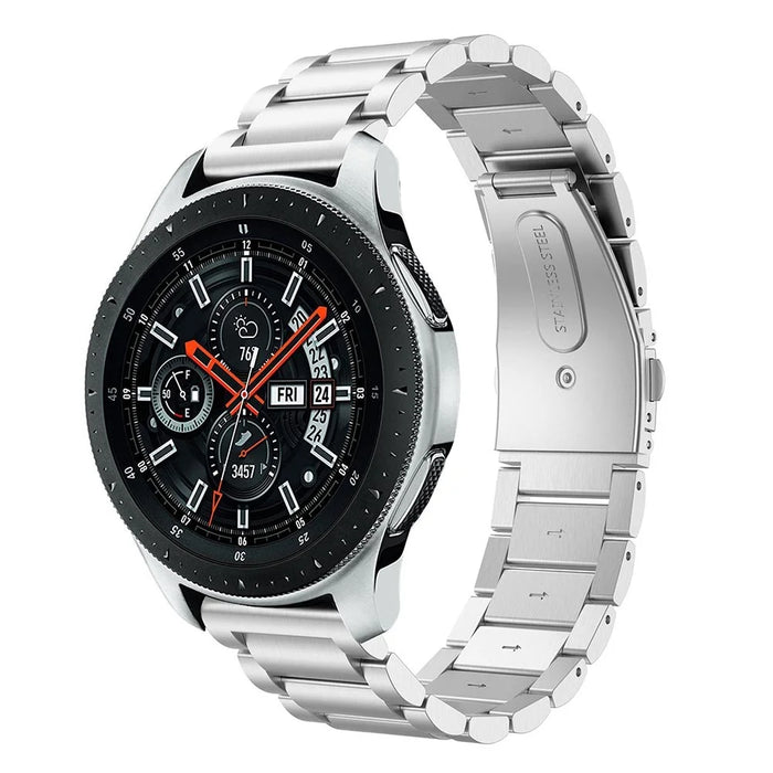 For Samsung Galaxy Watch 46mm Stainless Steel Link Chain Watch Band Three-bead Wrist Strap 22mm - Silver - 3