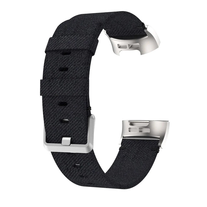 Canvas Watch Band Strap for Fitbit Charge 3 Bracelet Wristband Replacement - Black - 3