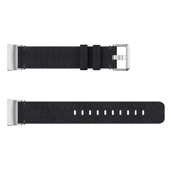 Canvas Watch Band Strap for Fitbit Charge 3 Bracelet Wristband Replacement - Black - 4
