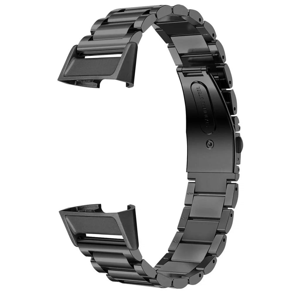 Stainless Steel Three Beads Watch Strap for Fitbit Charge 4 / 3 - Black - 1