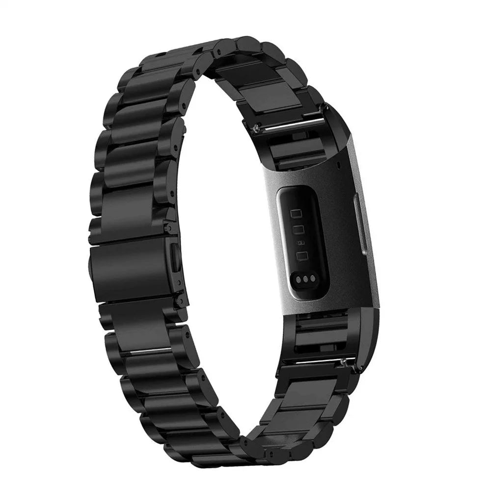Stainless Steel Three Beads Watch Strap for Fitbit Charge 4 / 3 - Black - 3