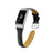 Genuine Leather Watch Band for Fitbit Charge 4/3, Stainless Steel Smart Watch Strap Replacement - Black - 2